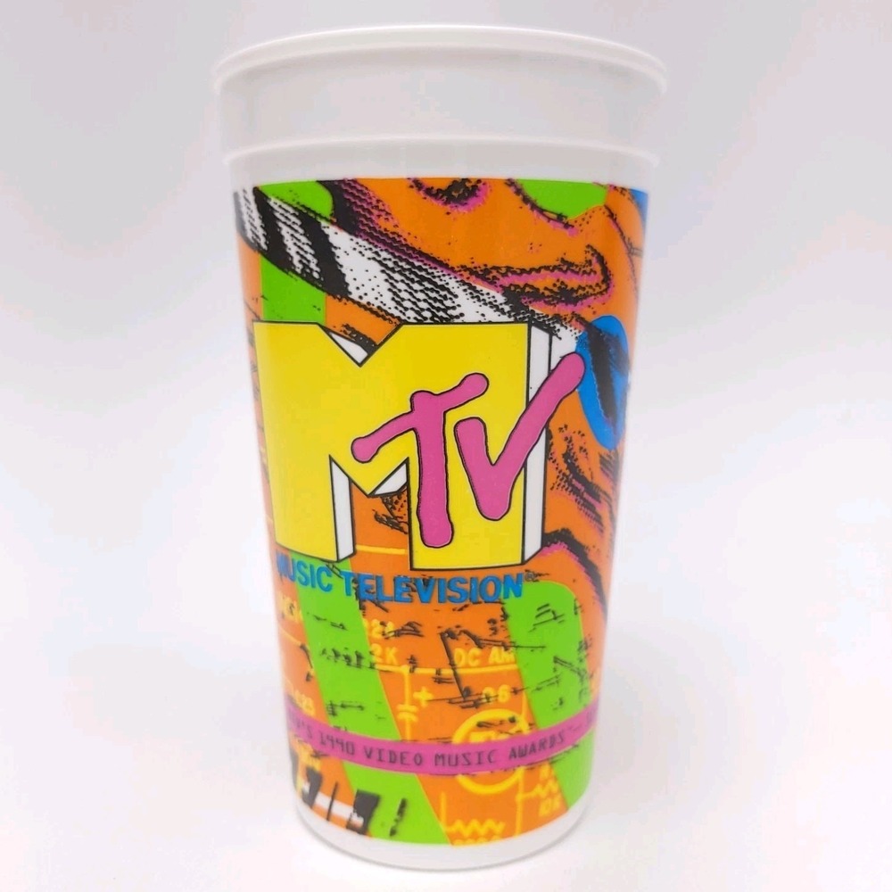 Vintage 1990 Taco Bell MTV Video Music Awards Plastic 32 Ounce Cup‎ Orange